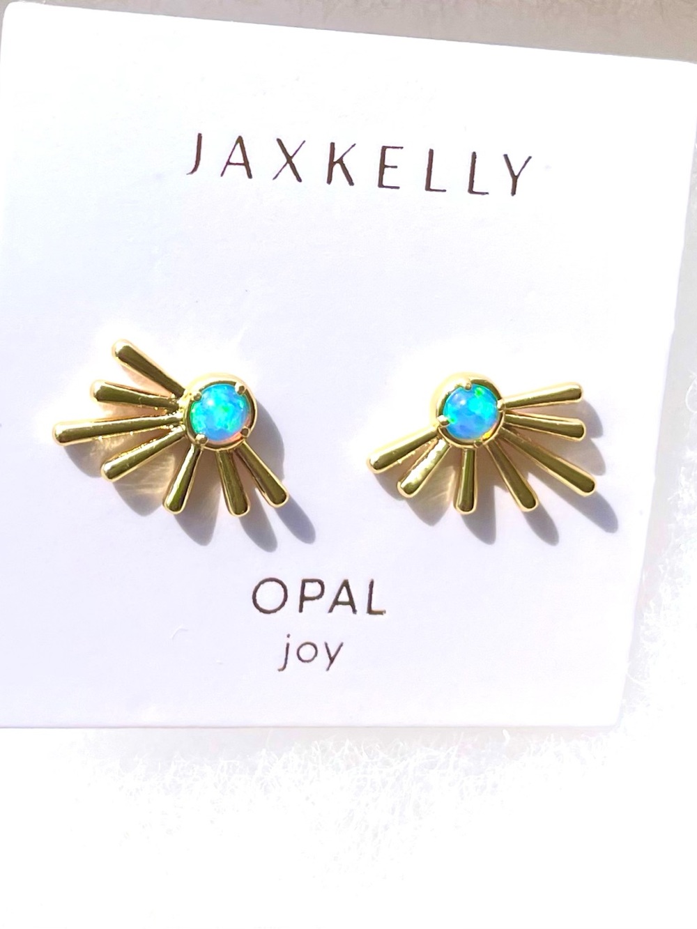 JAXKELLY Sun Ray Blue Fire Opal Earrings Gold Plate, Sterling Silver
Posts/Back